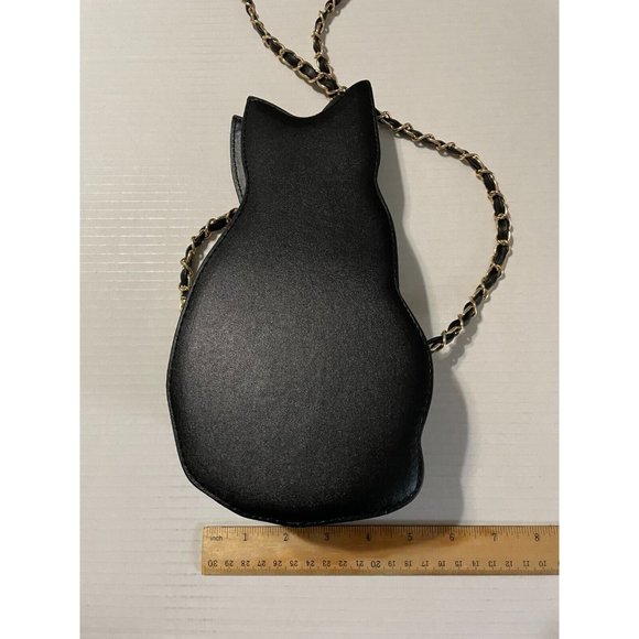 Black Cat Crossbody Chain Bag Pocketbook Purse Fur Mom Lady Faux Leather - Picture 4 of 8